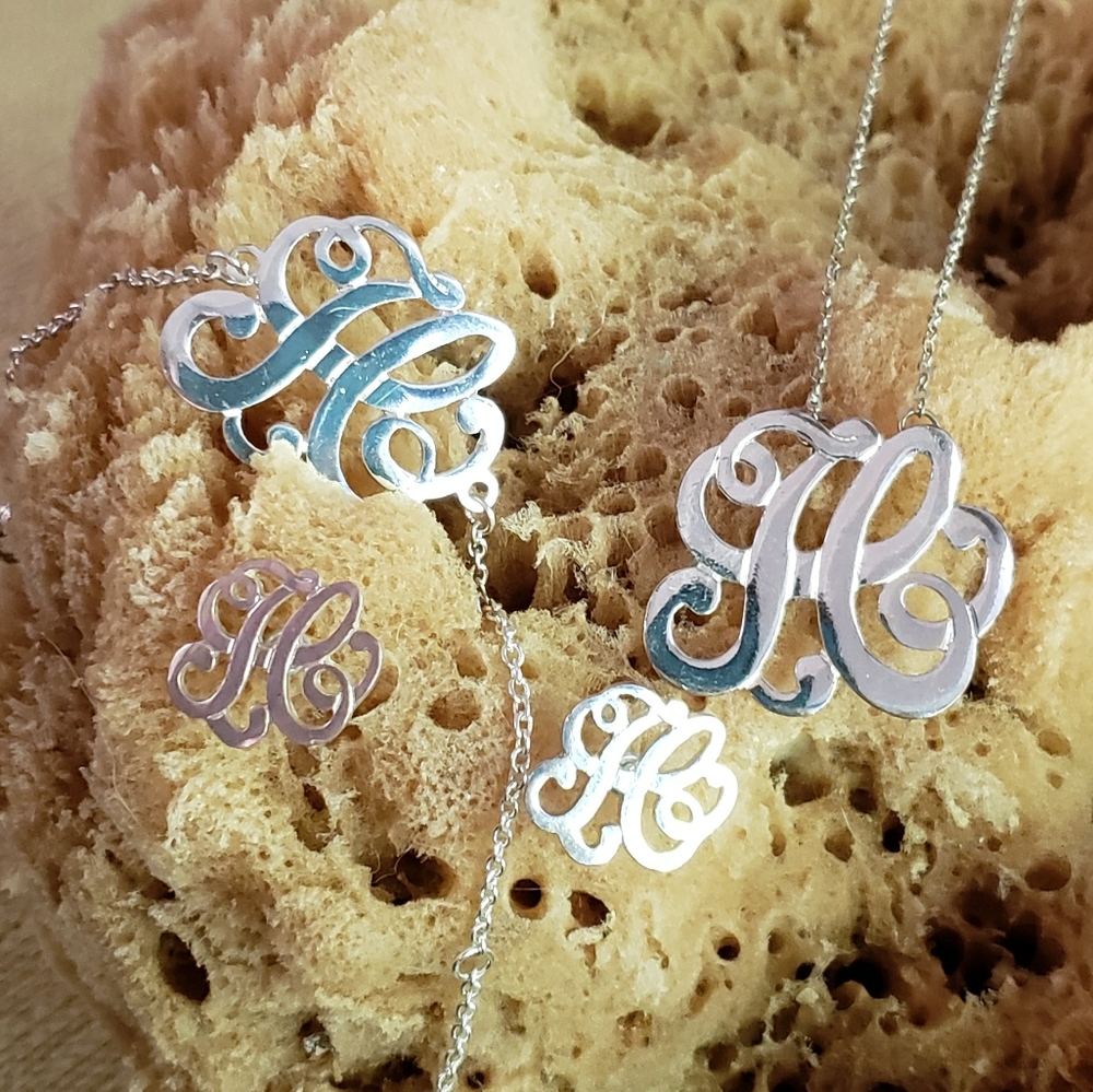 H Initial Jewelry Set: Necklace, Bracelet, & Studs
